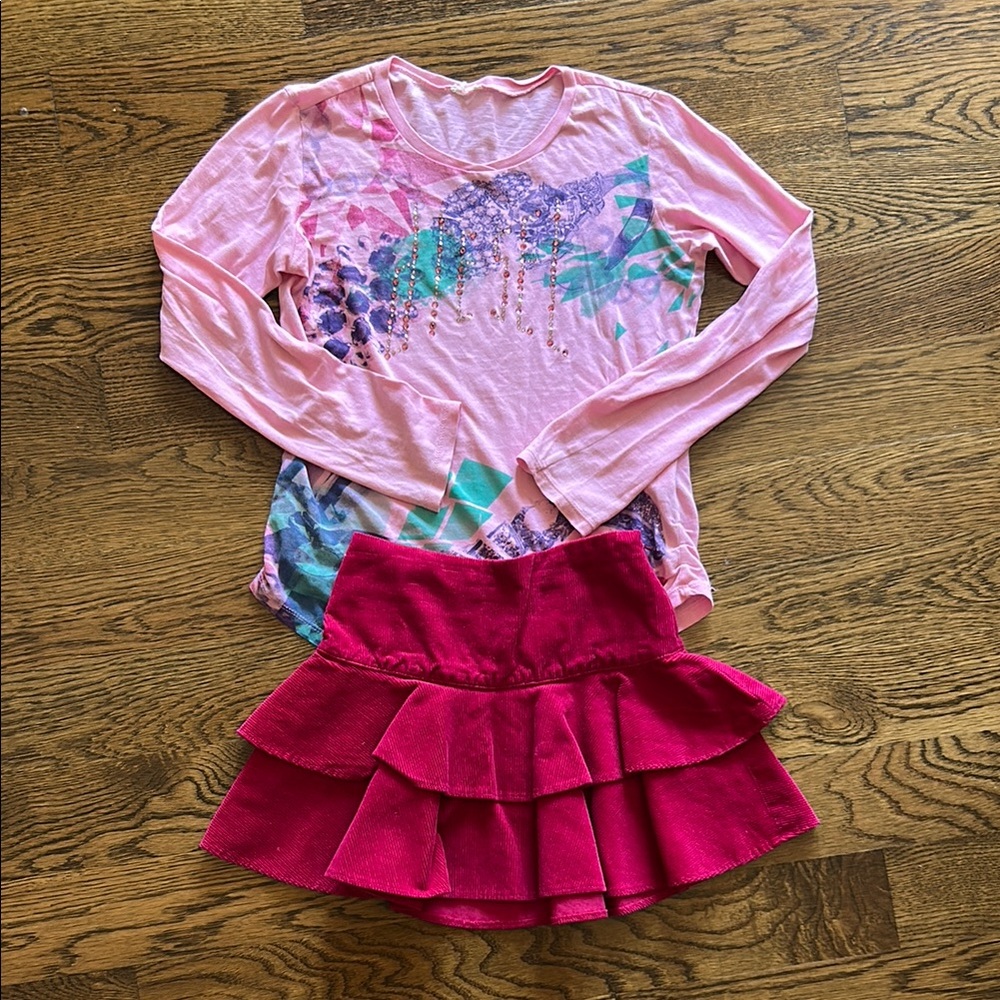 Polo by Ralph Lauren Pink Ruffled Skirt with Layered Tiers